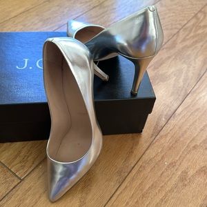 Jcrew silver leather pumps- worn twice